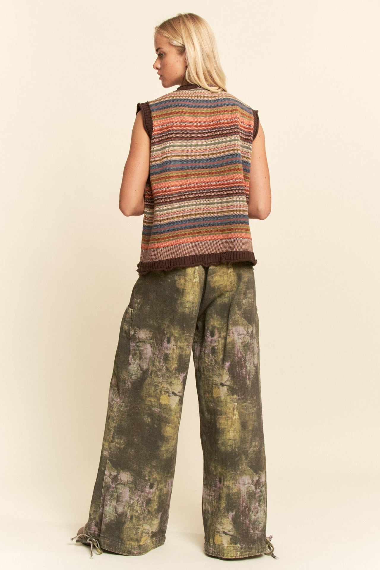 Multicolor Striped Button-Front Sweater Vest