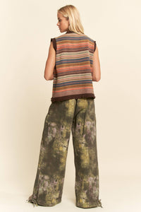 Thumbnail for Multicolor Striped Button-Front Sweater Vest