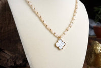 Thumbnail for Short Beaded Clover Pendant Necklace with Semi-Precious Stone Beads