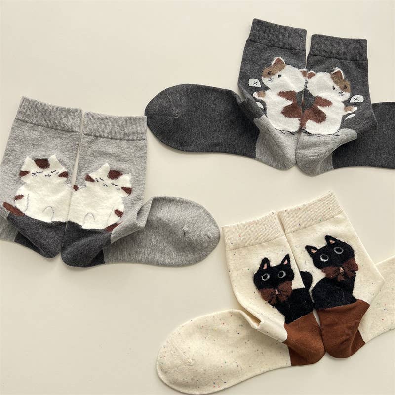 Adorable Cat Animal Pattern Casual Crew Socks