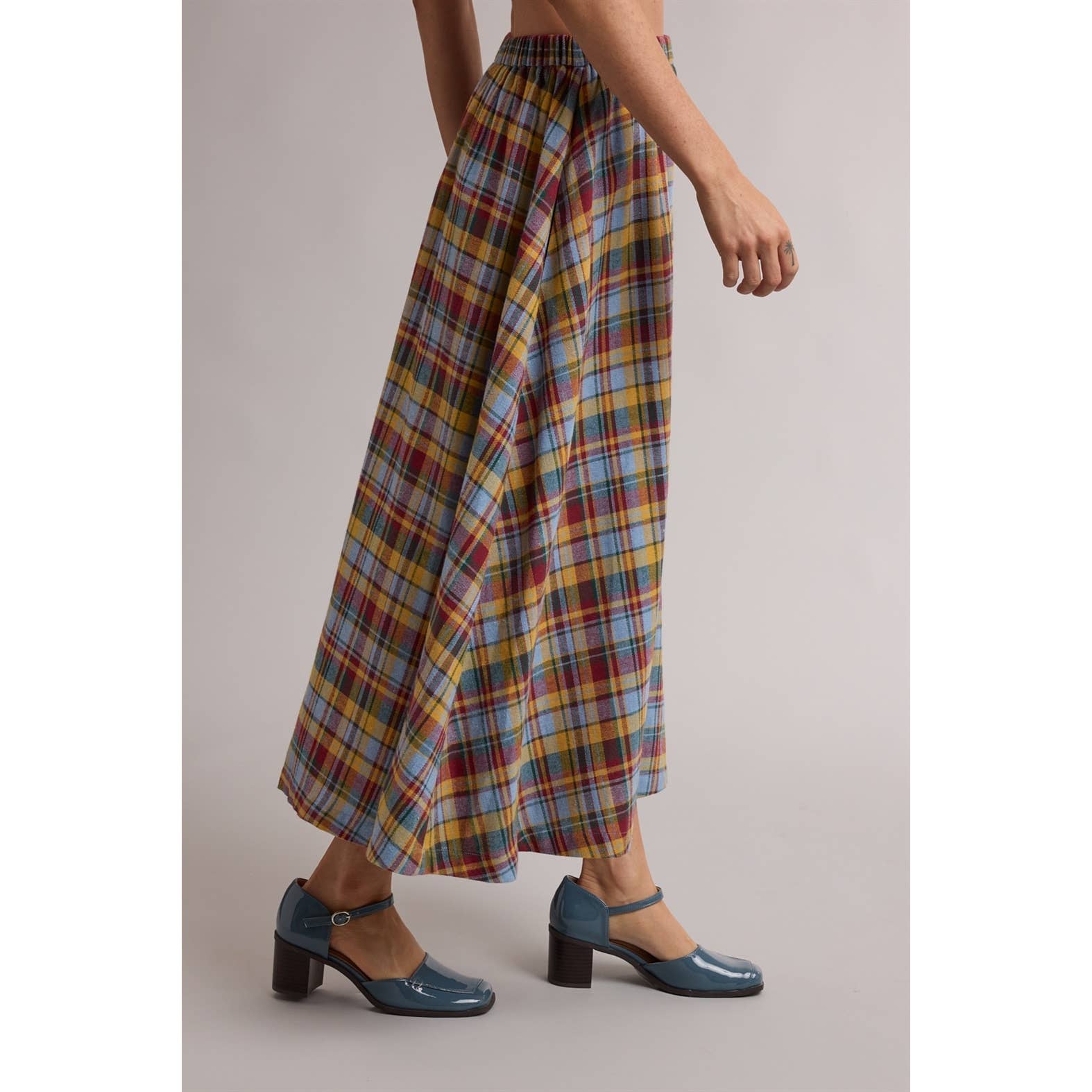 PLAID A-LINE MIDI SKIRT / WL26-13256
