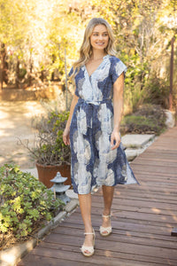 Thumbnail for Snap Button Faux Wrap Dress