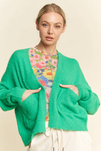 Thumbnail for PLUS SOLID LONG SLEEVE LOOSE FIT POCKETS CARDIGAN