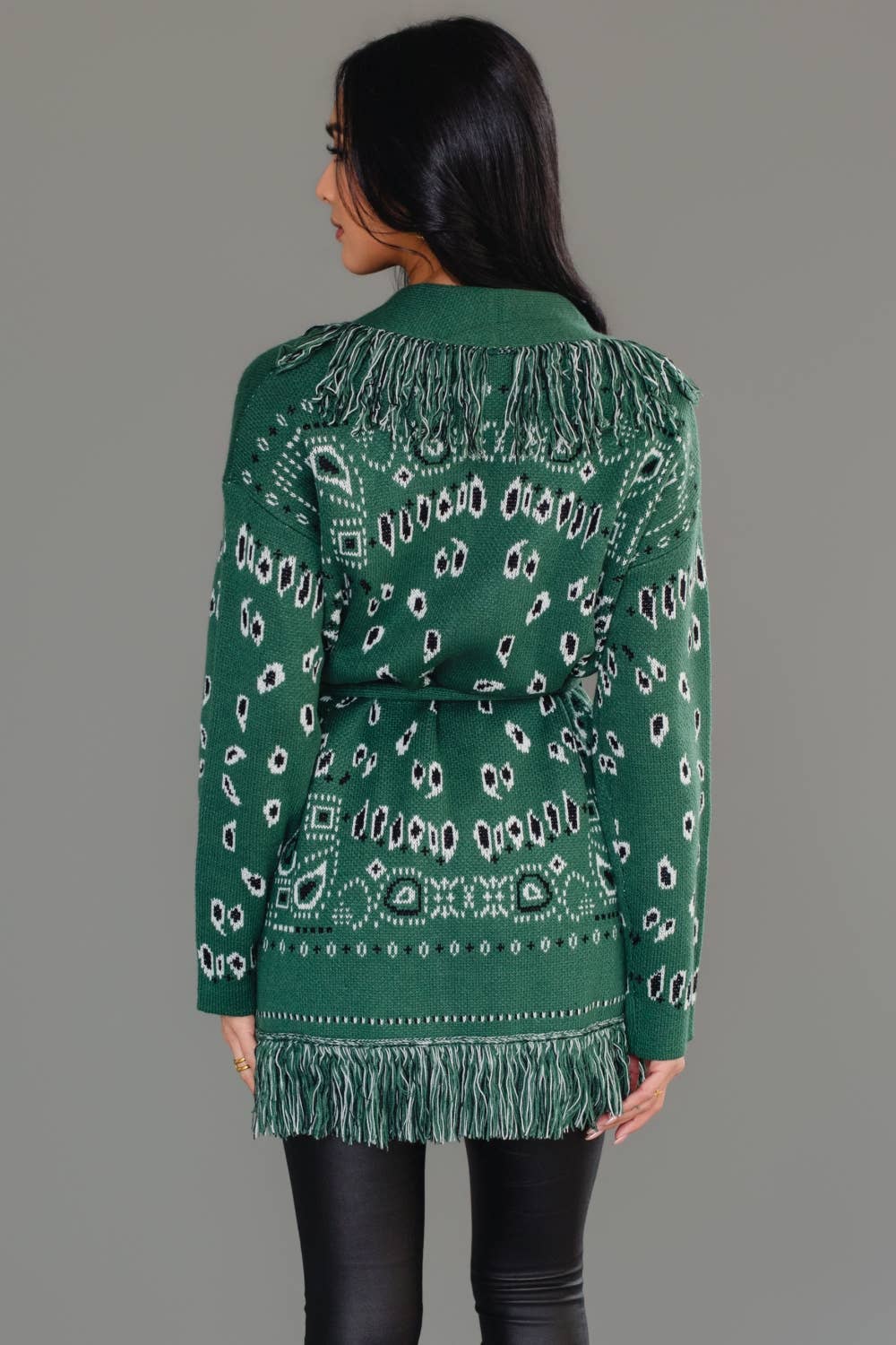 Green Bandana Fringe Cardigan
