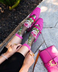 Thumbnail for English Rose Black Sheer Crew Sock