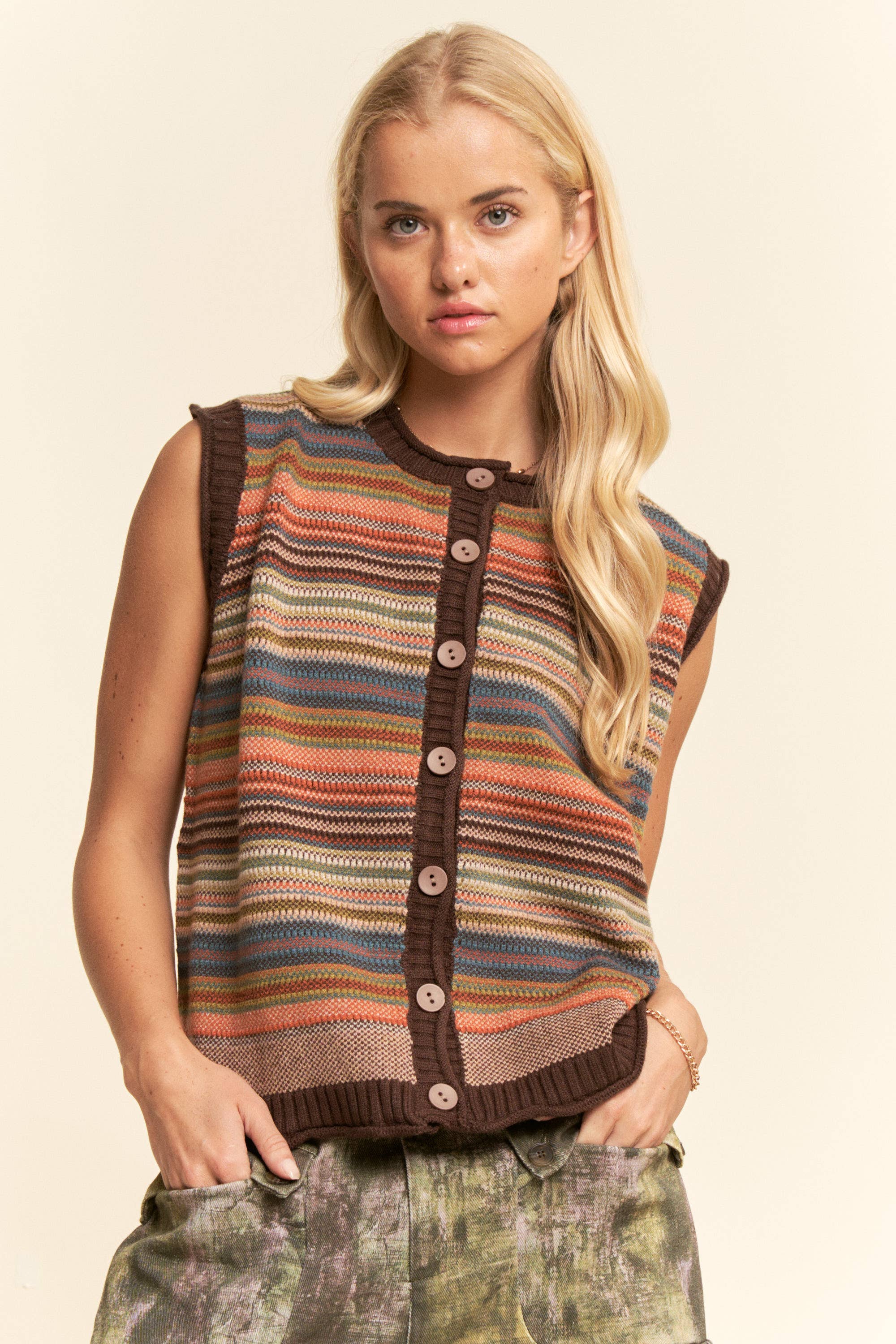 Sabine Striped Sweater Vest