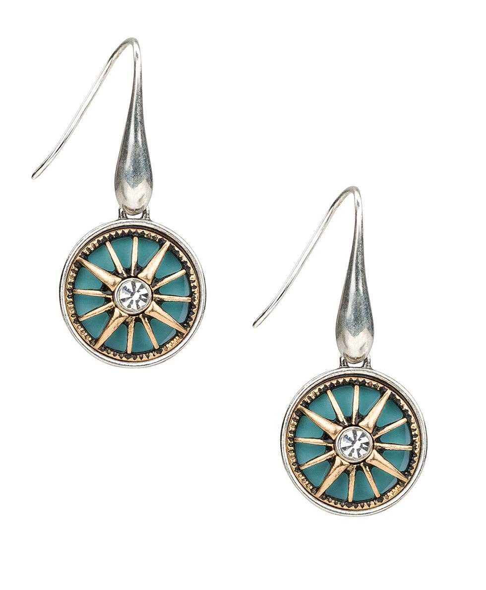 Small Aqua Dangle Earrings - Colored Compass Collection