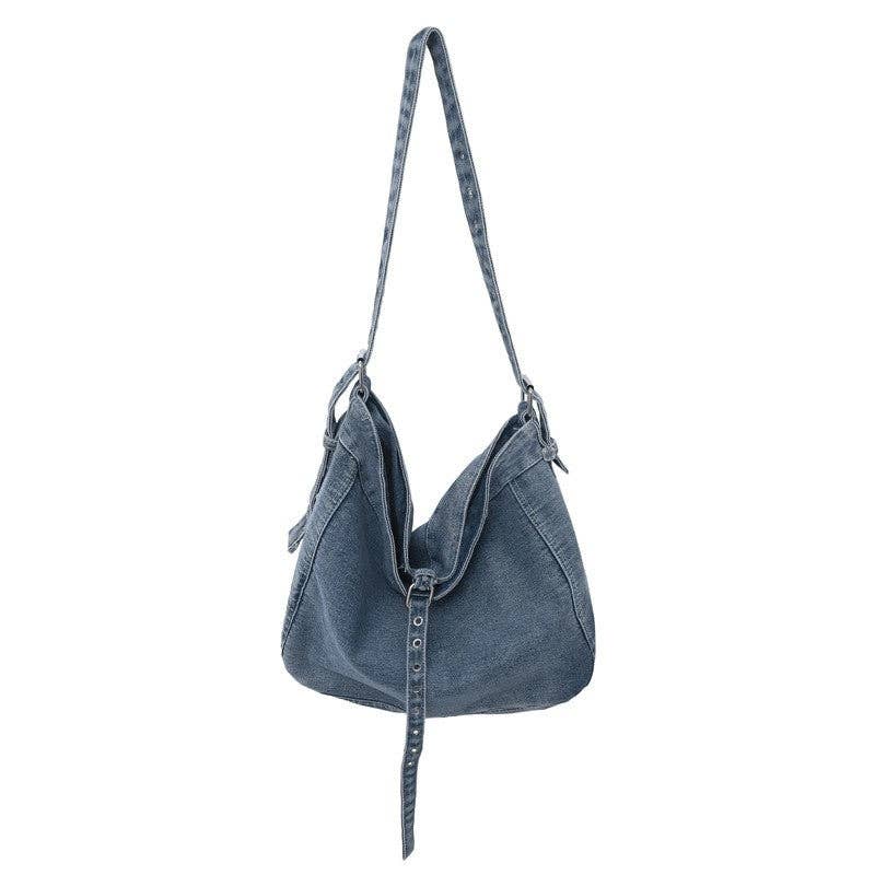 Stylish Crossbody Denim Canvas Bag - Large Capacity