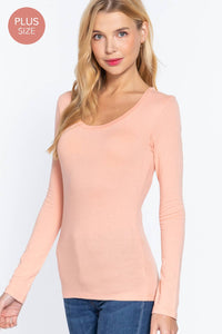 Thumbnail for [PLUS SIZE] Long Sleeve Scoop Neck Top