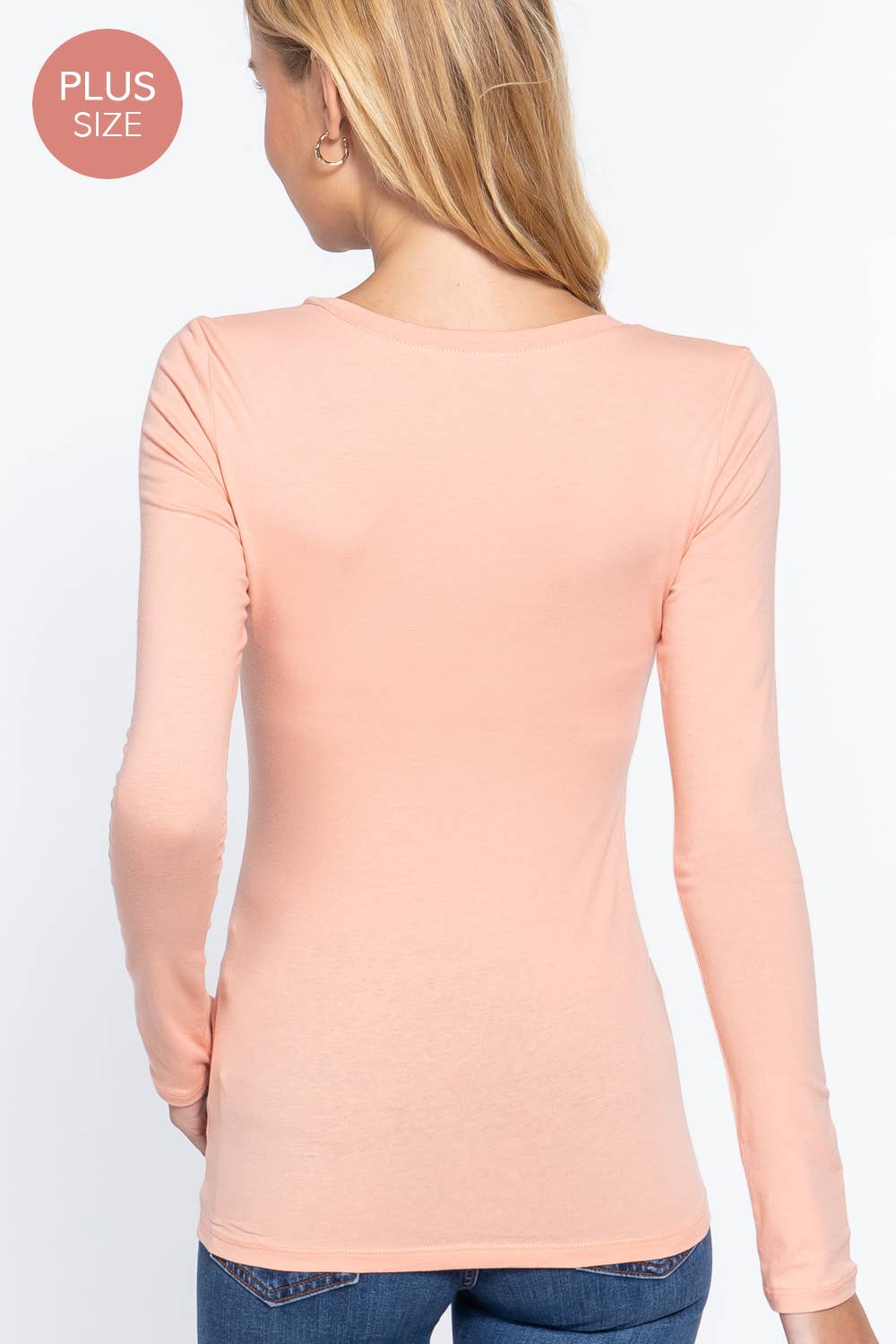 [PLUS SIZE] Long Sleeve Scoop Neck Top