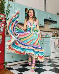 Thumbnail for Candy Stripe Ruffle Crew Sock