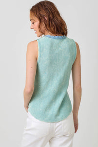 Thumbnail for Washed Sleeveless Henley TankTop