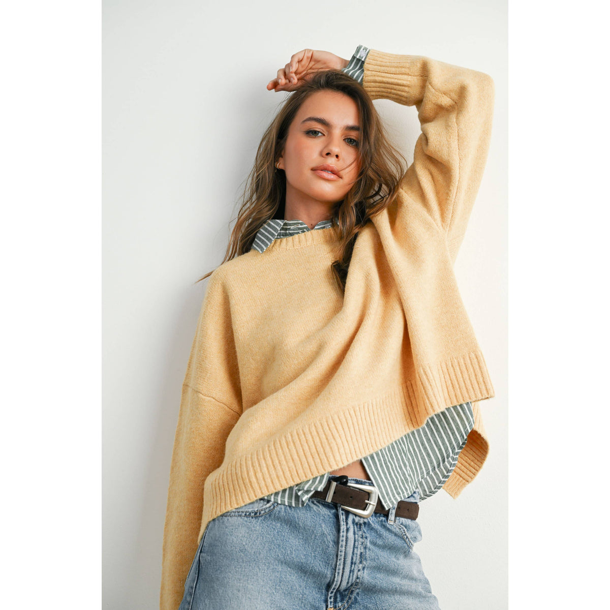 The Maren Bow Back Sweater | Soft Camel