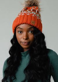 Thumbnail for Orange, Lt. Blue, Mint & Olive Patterned Pom Hat