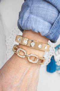 Thumbnail for Sparkly Bangles hinge links Gold tone Crystals