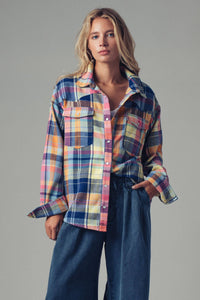 Thumbnail for Plaid Snap-Front Western Shirt