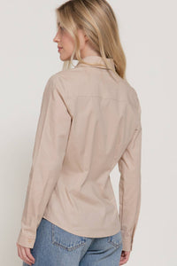 Thumbnail for Long Sleeve Button Down Stretch Poplin Shirt
