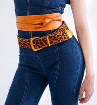 Thumbnail for Zipper Lined Leopard Print Belt