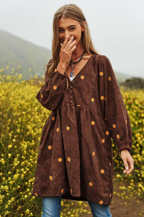 Plus Corduroy Quilted Mini Dress
