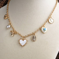 Thumbnail for Keepsake Hearts – Multi-Charm Heart Necklace in Gold Tone