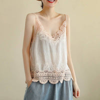 Thumbnail for Lace Trim Camisole Stone Wash Tank Top