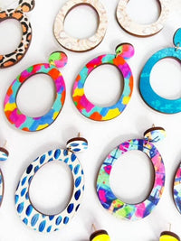 Thumbnail for Olivia Drop Earring - Colorful Bright Blue White Summer Statement Earring