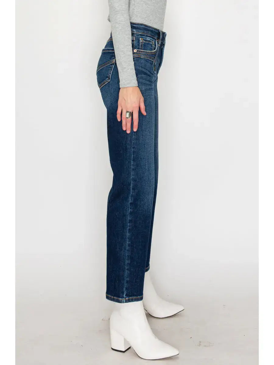 Curvy Artemis Tummy Control Straight Jeans | Dark Wash Western Denim | Styled Reverie