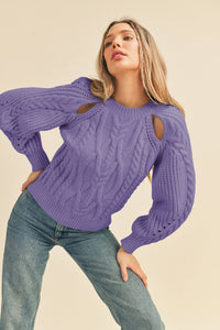 Thumbnail for CUT OUT CABLE KNIT SWEATER