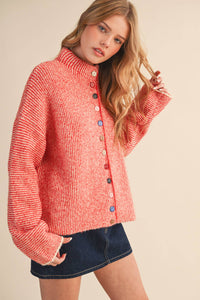 Thumbnail for STRIPED SWEATER CARDIGAN WITH COLORFUL BUTTONS