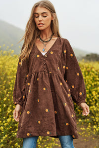 Thumbnail for Plus Corduroy Quilted Mini Dress