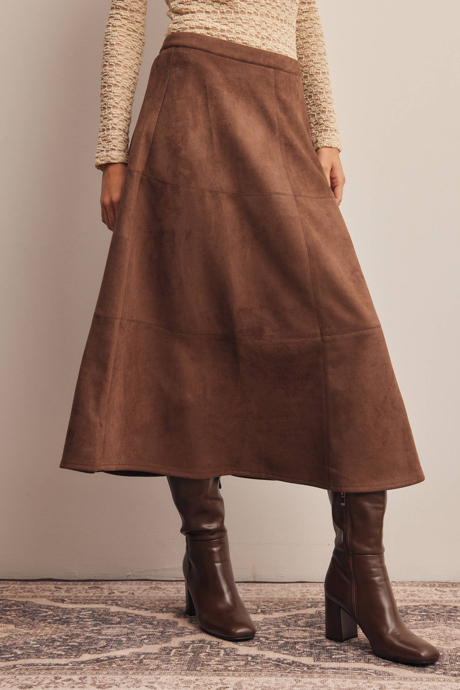 The Adelaide Suede Midi Skirt