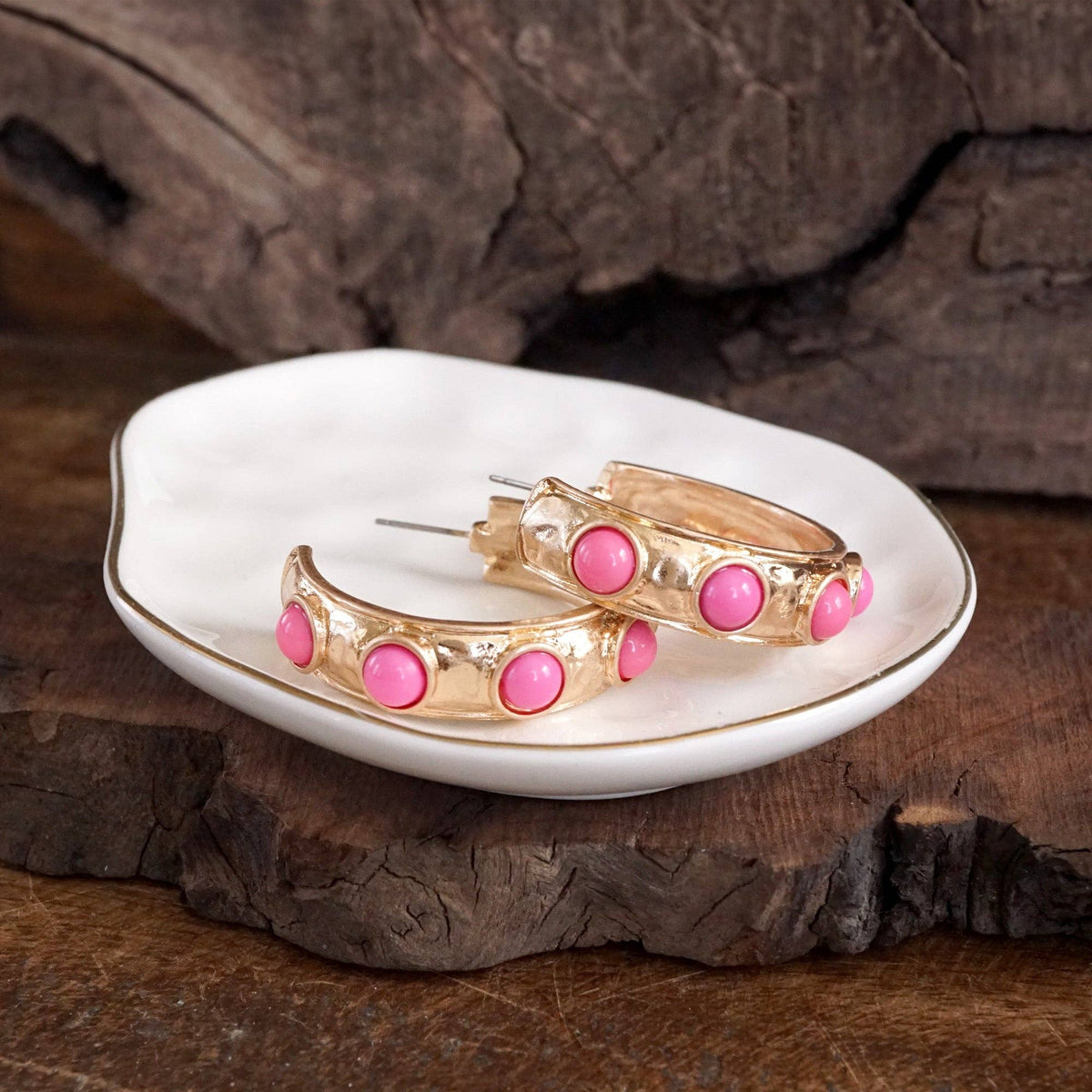 Jeweled Bubble Hoop Earrings – Colorful Acrylic Cabochons