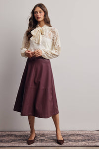 Thumbnail for Sheer Lace Tie Neck Blouse FT0059
