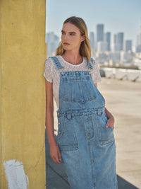 Thumbnail for DENIM OVERALL MIDI SKIRTS