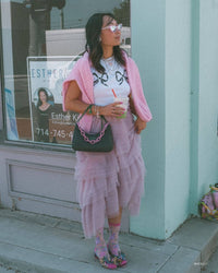 Thumbnail for Wicked Glinda Land Butterfly Shimmer Sheer Crew Sock