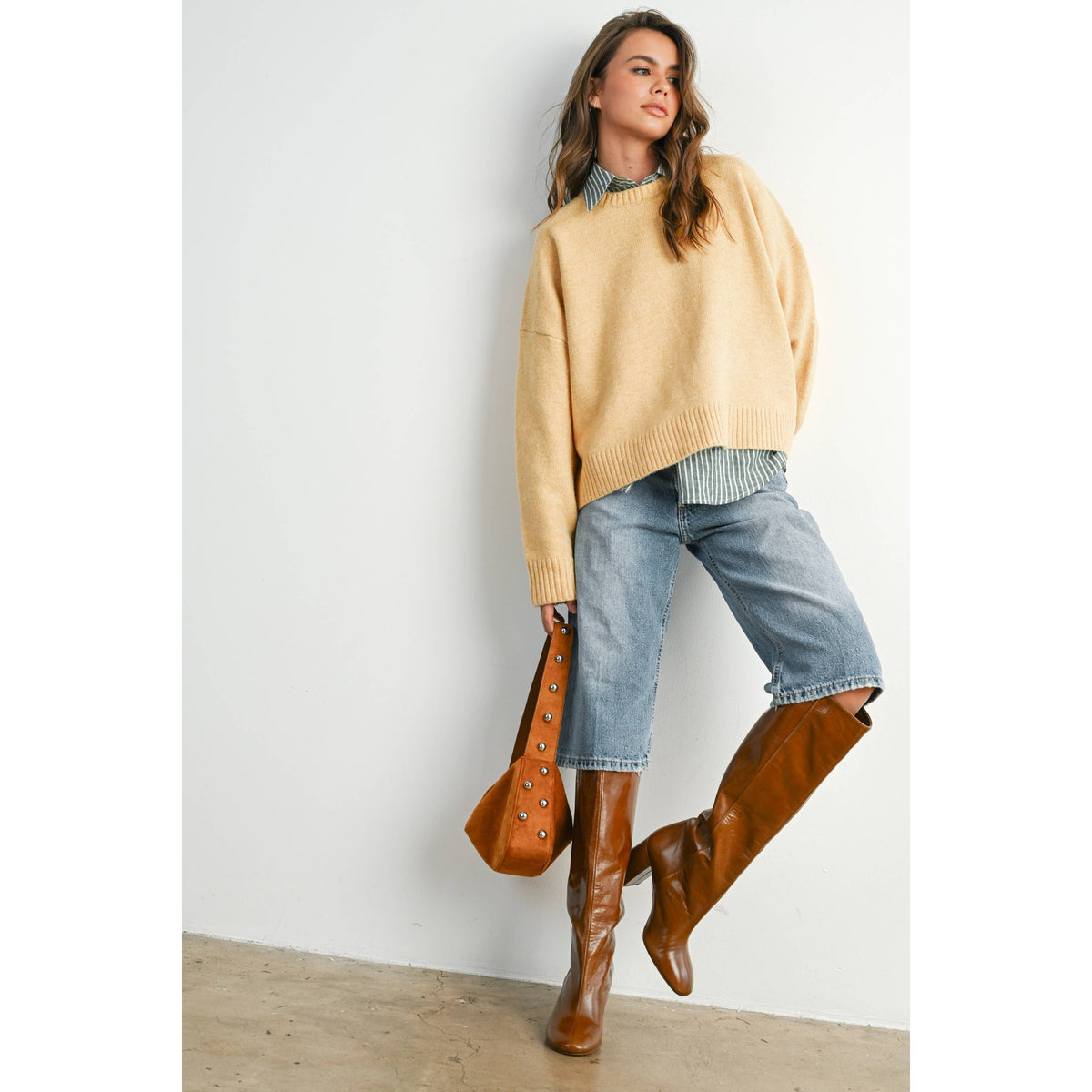 The Maren Bow Back Sweater | Soft Camel