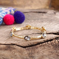 Thumbnail for Jeweled Golden Bangle - with Faceted glass oval colorful jewels