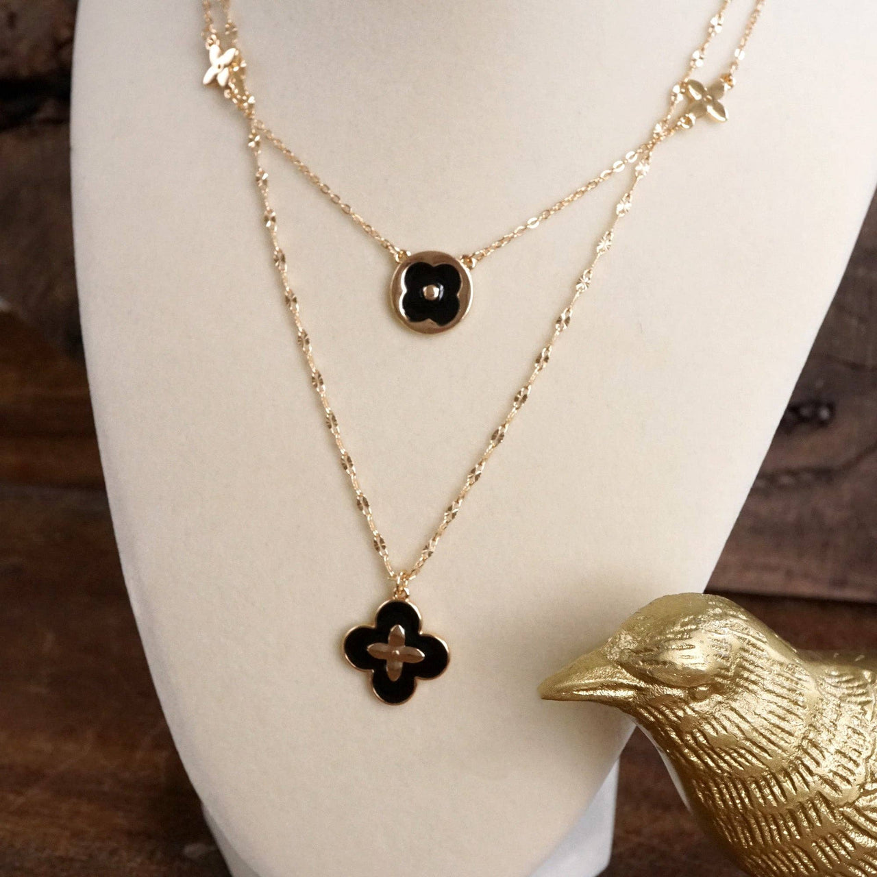 Clover Dainty Layered Necklace – Gold Tone & Color Options