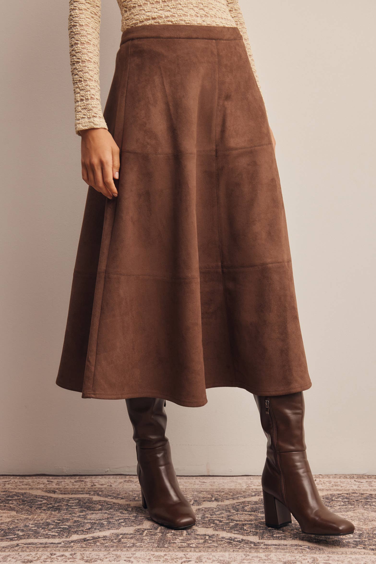 The Adelaide Suede Midi Skirt