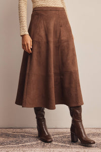 Thumbnail for Stretched Suede A-Line Midi Skirt FSK0023
