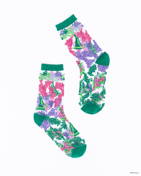 Thumbnail for Wicked For Good Floral Sheer Crew Sock
