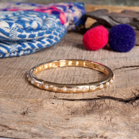 Thumbnail for Gold-Tone Eternity Stretch Bangle – Pearls, Turquoise, or Crystals