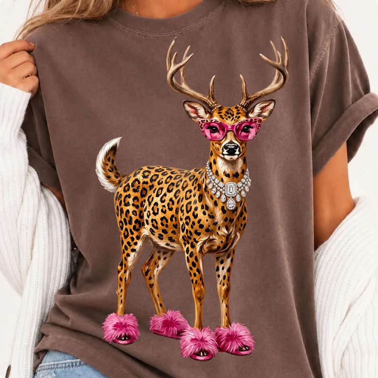 Glam Leopard Whitetail Deer Tee