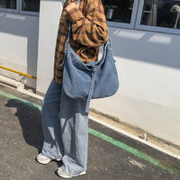 Thumbnail for Stylish Crossbody Denim Canvas Bag - Large Capacity