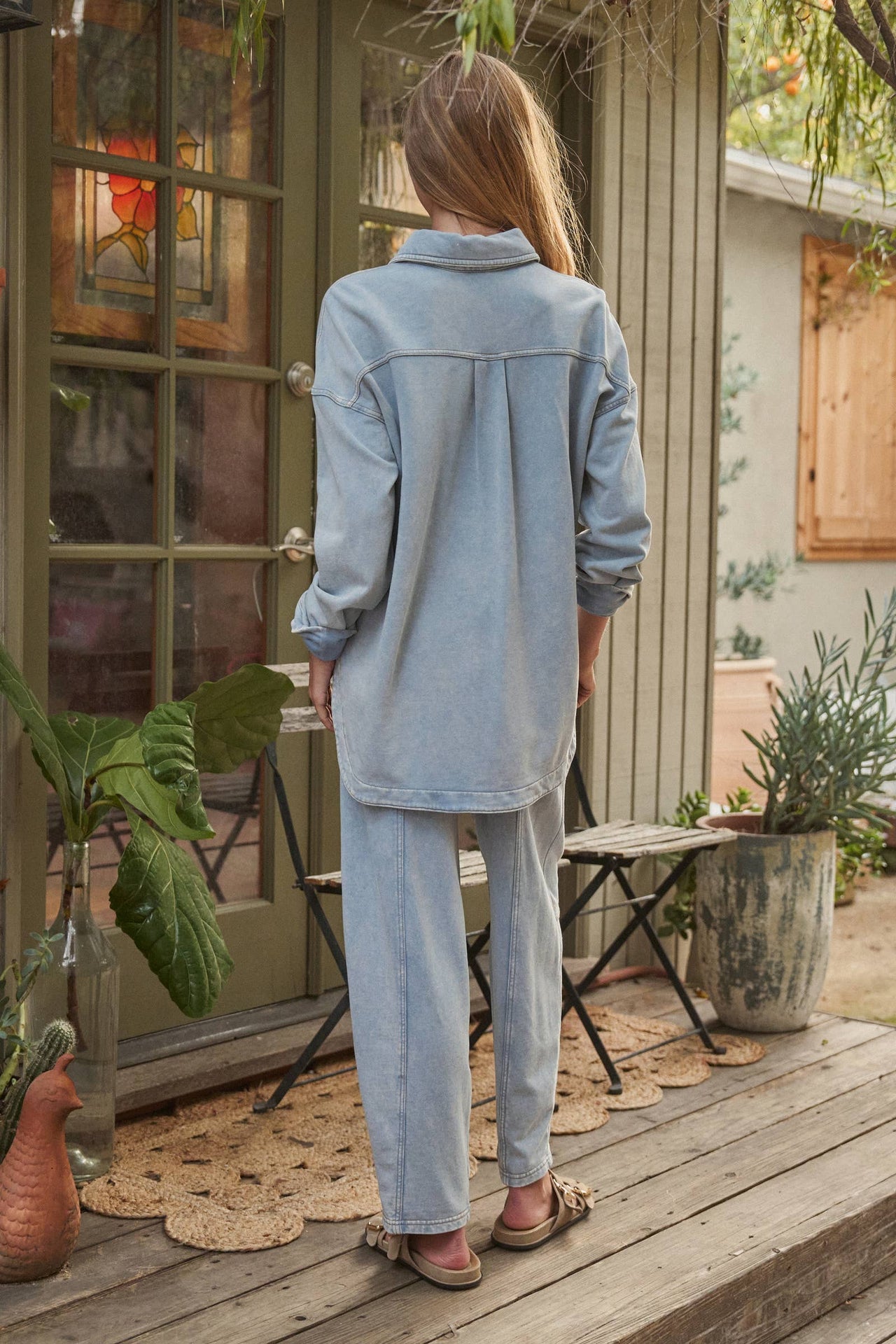 The Tessa Washed Shirt Jacket | Light Blue Oversized Button Down