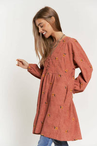 Thumbnail for Plus Corduroy Quilted Mini Dress