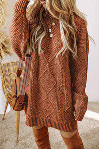 Thumbnail for Grace Cable Knit Loose Fit Knit Sweater Dress