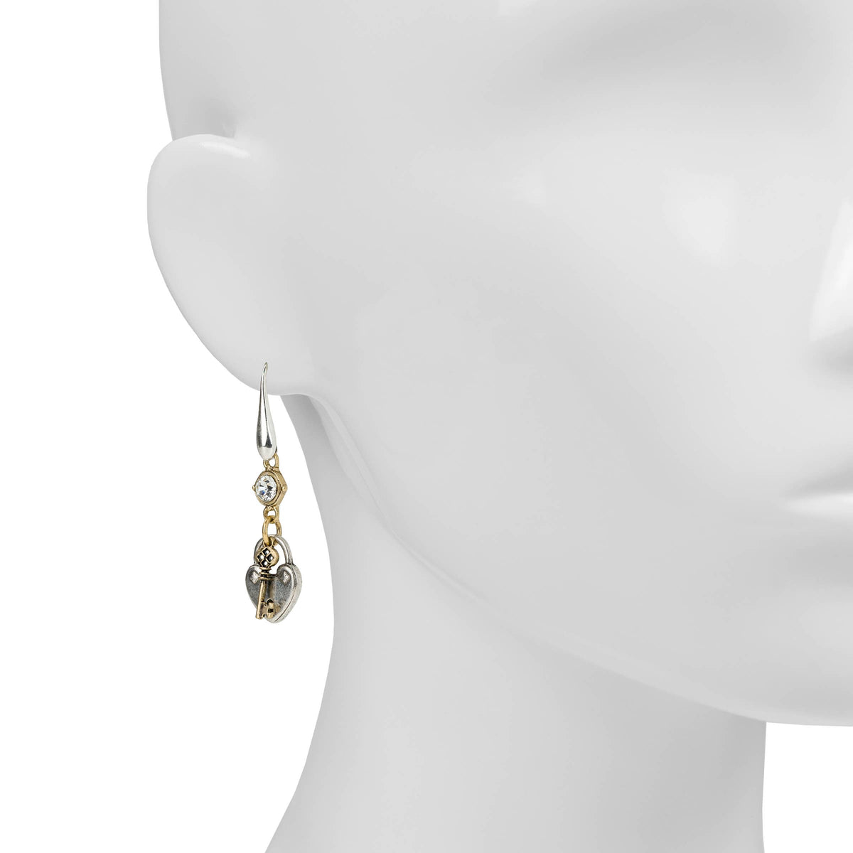 Heart/Key Drop Earrings - Paris Postcard