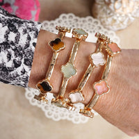 Thumbnail for Clover Stretchy Bangle Bracelet – White, Pink, Mint, Tortoise