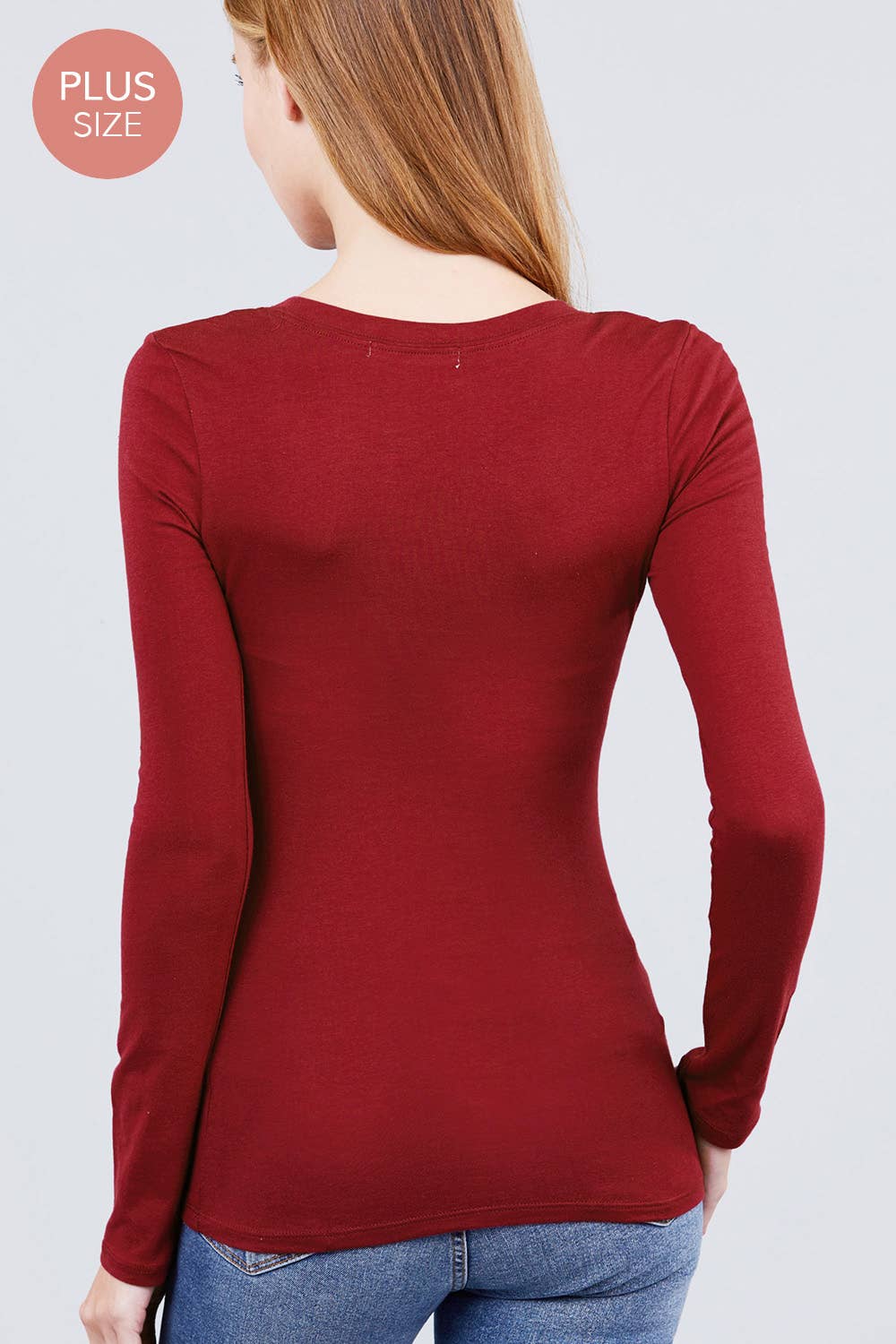 [PLUS SIZE] Long Sleeve Scoop Neck Top